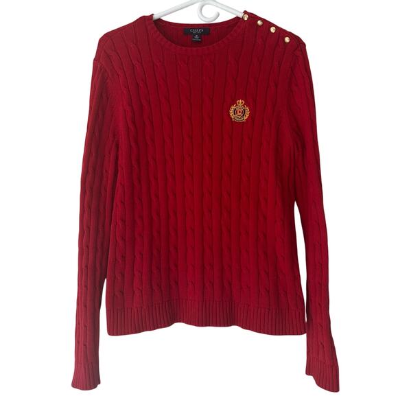 Chaps Sweaters - Vintage Chaps Ralph Lauren cable knit crewneck sweater 90s Y2K academia preppy M